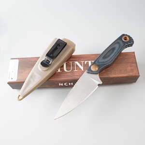 Cuchillo de Camping de Hoja Fija, Acero Inoxidable, Punta Caída, Mango de Micarta, Borde Dentado, Cuchillo de Supervivencia para Exteriores, Paquete de 2 - Product Image 5
