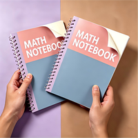 Cahier de mathématiques personnalisé, reliure spirale, format A5, papier quadrillé, cahier pour l'école et les étudiants en mathématiques, pages pointillées