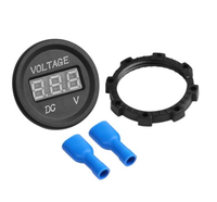 Voltmeter LED Digital Panel Bulat untuk Mobil, Kapal, dan Kendaraan Laut, DC 12V 24V