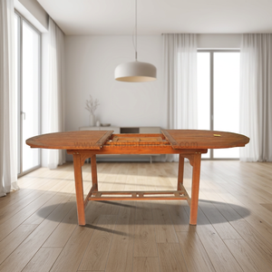 Offre Spéciale – Table Ovale Pliante de 1,80 m en Bois Massif de Chêne avec Plateau en Verre, Luxe, Classique, Moderne, Réglable et Convertible pour la Maison - Product Image 5