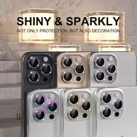 Protection d'écran HD anti-rayures et anti-chocs avec paillettes de diamant pour iPhone 16 15 14 13 12 Pro Max, protection d'objectif d'appareil photo
