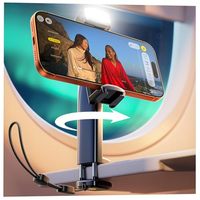 Support de téléphone pour siège d'avion LISEN, mains libres, rotation à 360°, support réglable avec lumière pour les voyages en avion