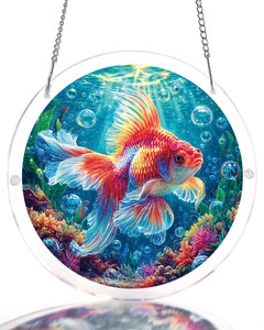 Goldfish <b>Acrylic</b> Jigsaw Puzzle Suncatcher with <b>Frame</b> DIY Assembly Irregular Pieces Window Sun Catcher Home Wall Decor - Product Image 3