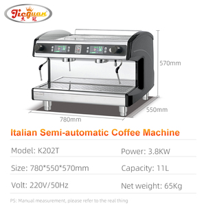 Máquina de Café Espresso Italiana Semiautomática Inteligente Comercial de Dos Cabezas con Pantalla, Modelo K202T, Gran Capacidad 780x550x570mm - Product Image 3