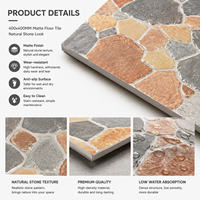 Carreaux de céramique mats 400x400, carreaux de porcelaine modernes pour revêtements de sol en céramique avec aspect pierre naturelle, application intérieure et extérieure