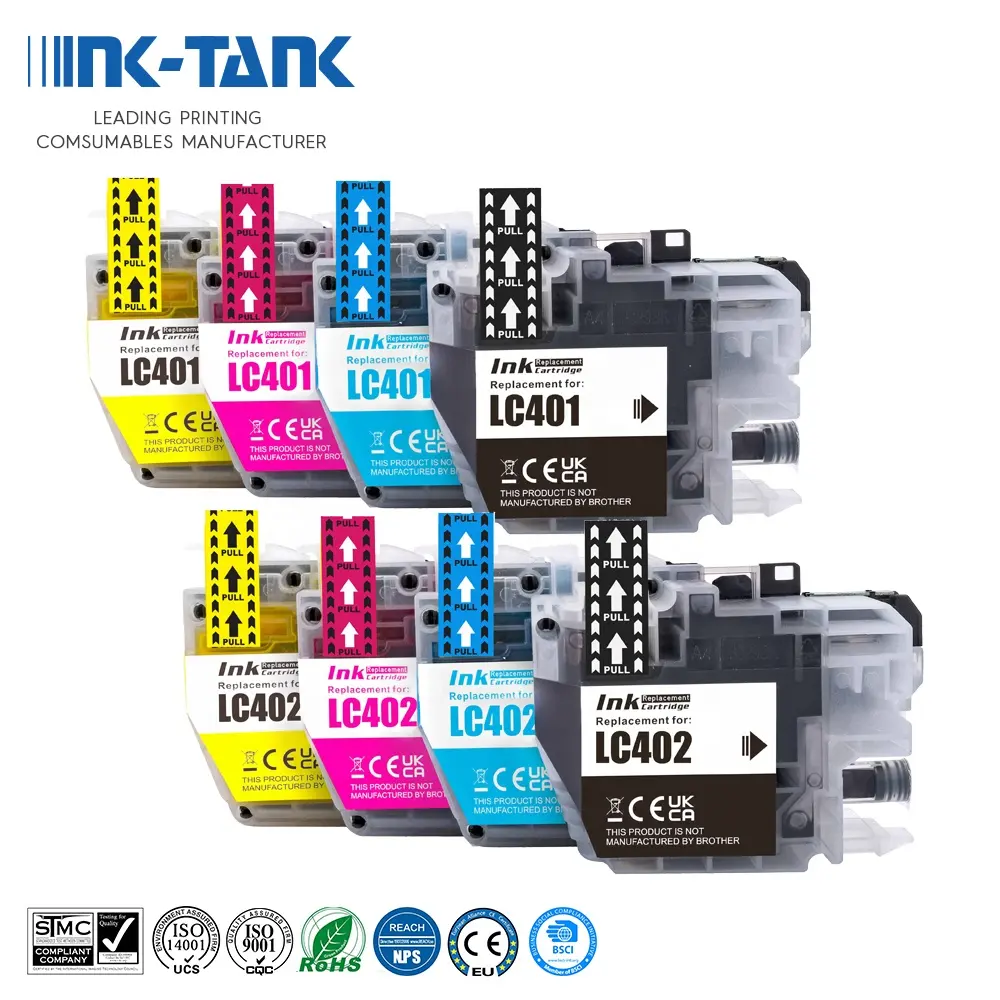 INK-TANK LC401 LC401XL LC 401 402 LC402 LC402XL Premium Color Compatible Inkjet Ink Cartridge for Brother J1010DW J6740 Printer