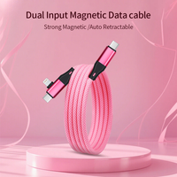 Nouveau Câble USB Magnétique 2-en-1 USB-C vers USB-C et USB-L PD100W à Rebond Automatique pour iPhone 13 14 15 16 Pro – Modèle 2026