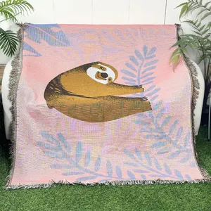 Home Decoration Flower Series Custom Jacquard Blanket Tapestry Camping Picnic Blanket