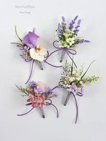 Corsage de fleurs artificielles détachables en plastique, Tulipe et Calla violettes, pour la photographie de mariage, les expositions professionnelles et le marché européen, vente en gros