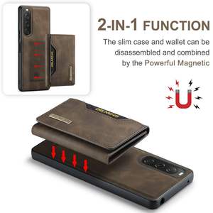 DG.MING Couverture de téléphone en cuir PU de conception détachable magnétique pour <span class=keywords><strong>Sony</strong></span> <span class=keywords><strong>Xperia</strong></span> 10 VI étui avec portefeuille béquille - Product Image 2