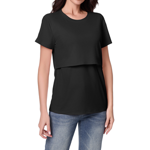 Abbigliamento per l'<span class=keywords><strong>allattamento</strong></span> al seno, top estivi a maniche corte, t-shirt lunga traspirante <span class=keywords><strong>in</strong></span> poliestere ed elastan. - Product Image 6