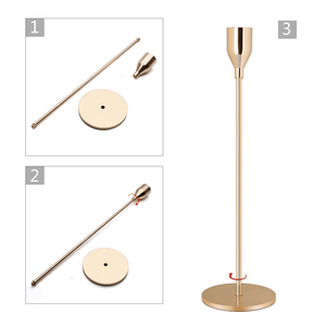 حامل شموع مخروطي الشكل مصنوع يدويًا من الحديد المطلي بالذهب الوردي للزفاف وديكور المنزل بالجملة - Product Image 5