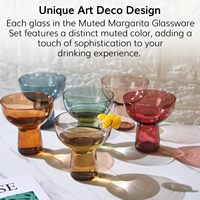 Juego de Cócteles Art Deco De Colores Martini Margarita, 6 Vasos Hechos a Mano, Sin Plomo, de Tallo Largo, 10 Onzas, Vasos Pastel para Margarita