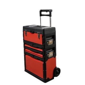 Caja de Herramientas con Asa Retráctil |   Maleta con Ruedas de Plástico Portátil de 3 Niveles |   Varilla Combinada Desmontable, Kit de Almacenamiento de Herramientas Manuales Portátil - Product Image 4