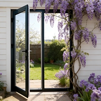Porte à battants en aluminium à rupture de pont thermique, double vitrage à l'argon, avec moustiquaire, couleur personnalisée, pour terrasse et balcon