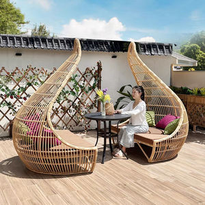 Уличный пляжный шезлонг Плетеный кушетка круглая кровать уличная мебель из ротанга садовая кушетка из ротанга для бассейна - Product Image 2