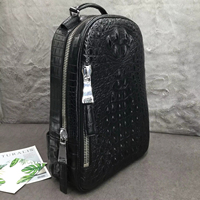 Ransel Kulit Buaya Pria dengan Penutup Ritsleting, Gaya Vintage Sederhana, Warna Air, Kapasitas Besar, Tali Bahu Portabel