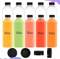 Botellas de Plástico Cuadradas Desechables de 60 ml (32 oz) para Bebidas, con Logotipo Personalizado, para Deportes al Aire Libre, con Tapa a Prueba de Manipulación, para Jugos y Bebidas