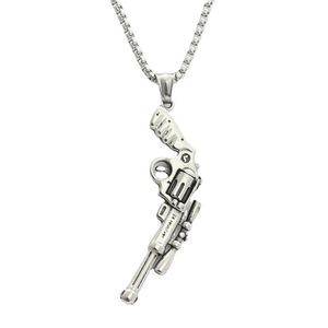 Yunnique – collier avec pendentif pistolet en acier inoxydable pour hommes, Style Punk rétro, Design géométrique, 280335 - Product Image 3