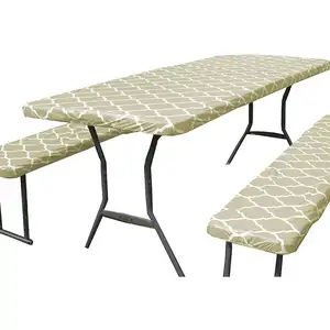 Juego de Mantel de picnic estampado impermeable para exteriores, 3 piezas, funda para silla, funda para mesa