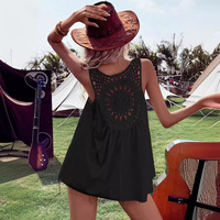 Summer Sleeveless V-neck Lace Blouse Loose Hollow Out Tsnk Top pour les femmes