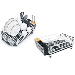 Piatto di Essiccazione Drainer Rack Dell'organizzatore Del Supporto Nero 2 Tiers <span class=keywords><strong>Da</strong></span> Cucina In Alluminio di Stoccaggio Supporti & Rack Organizzatore Strumento - Product Image 4