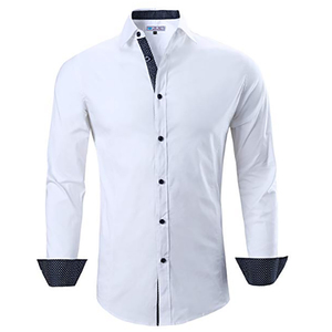 Fabbricazione degli uomini del <span class=keywords><strong>cotone</strong></span> spandex solido di colore a maniche lunghe camicia di vestito convenzionale - Product Image 2