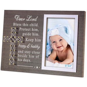 Decoración del hogar de lujo Bautismo Marco DE FOTOS Decoración de guardería Recuerdo marco de fotos familiar marco de fotos de madera - Product Image 1