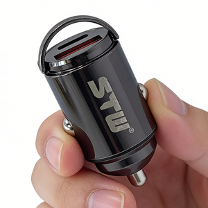 Mini chargeur de voiture à double port en alliage de zinc, charge rapide QC, adaptateur de chargeur de voiture, logo personnalisé - Product Image 1