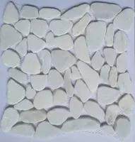 Mới Nhất Thiết Kế Mới Tự Nhiên Matt Trắng Marble Mixtes Riviere Cắt Lát Nội Thất Chips Tầng Gạch Ngoài Trời Trong Nhà Lưới Pebble Mosaic