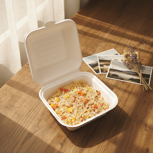 Fornecimento Direto da Fábrica: Caixa de Bagasse Ecopack de 6 Polegadas de Qualidade para Fast Food, Embalagem de Papel de Bagasse para Alimentos, Caixa para Hambúrguer - Product Image 1