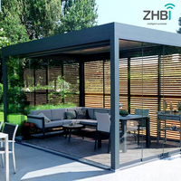 3x3 3x4 4x4 6x4m Vente en gros d'usine, persiennes bioclimatiques motorisées en aluminium modernes personnalisées, verre automatique, balcon écologique