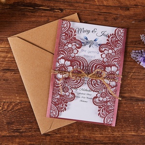 <span class=keywords><strong>Cartes</strong></span> d'invitation de mariage découpées au laser - Product Image 3