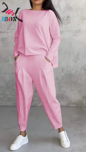 Conjunto de 2 piezas para mujer, informal, de verano y primavera, top sin mangas y pantalones a juego, trajes de viaje, chándal de punto para mujer - Product Image 3