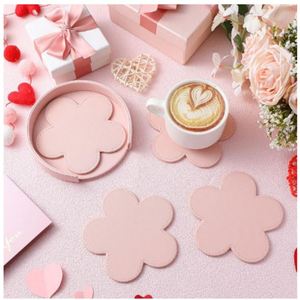 Posavasos Decorativos de Cuero Sintético con Soporte, Diseño Floral, Personalizables, Resistentes al Calor, para Bebidas - Product Image 2