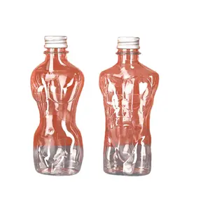 200 ml 500 ml लक्जरी पेय पैकेजिंग पीईटी बोतलों सेट महिलाओं महिला के शरीर के आकार की बोतल एल्यूमीनियम ढक्कन के साथ
