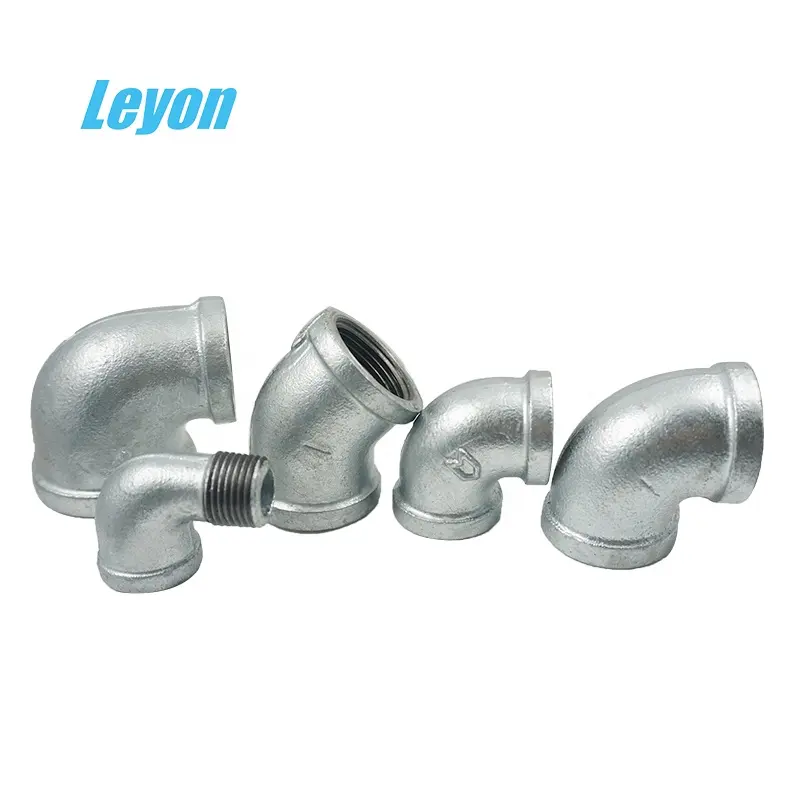 Dip hot Galvanized Gi Malleable Cast Iron Pipe Fittings 90 Degree Band Equal Elbow for fire fighting