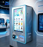 Distributeur automatique de parfum mural à écran tactile de 32 pouces, acceptant les pièces de monnaie, avec SDK, vérification d'identité, conformité ADA, Wi-Fi activé