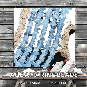 Perles en pierre naturelle d'aigue-marine en éclats de 5-8 mm en gros pour la fabrication de bijoux, livraison rapide, accessoires de collier - Product Image 2