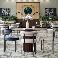 Chaise de salle à manger moderne en métal avec siège rembourré, chaise d'appoint en tissu avec structure en acier noir pour cuisine, salon, restaurant