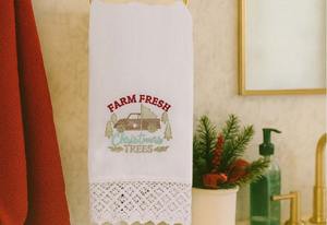 Serviette de table rustique en coton et lin, motif sapin de Noël, pour invités, décoration festive pour la maison, la cuisine et la salle de bain - Product Image 3