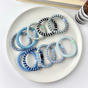 Hair <b>Tie</b> Women's Braided Korean Style Striped Color Block Nylon Hair Accessory Daily Use Gradient Color Headdress - Product Image 3