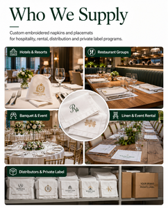 Serviettes de table en coton et lin brodées sur mesure en gros pour les acheteurs d'hôtels, restaurants et complexes hôteliers - Product Image 5