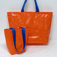 Sacs fourre-tout promotionnels imperméables à double poignée, en PP tissé, avec logo personnalisé, revêtement alimentaire, recyclés et laminés, pour courses écologiques