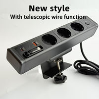 Multiprise de bureau Schuko EU à fixation par pince, 3 prises CA avec USB-C 20W PD et USB-A 18W à charge rapide, gain de place, fixation par pince en C pour bureau