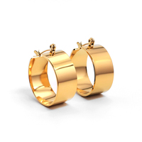 Boucles d'oreilles en forme de cercle large, minimaliste et élégant, en acier inoxydable de haute qualité, bijoux plaqués or 18k