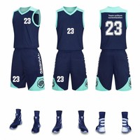 Tenue de basketball BD5 pour homme adulte, ensemble sportif en polyester avec impression par transfert thermique, antibactérien, taille élastique, personnalisable pour étudiant