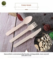 Ensemble de couverts jetables en bois pour pique-nique : cuillère, fourchette, couteau en bambou écologique pour barbecue, jardin, extérieur, repas en plein air, compostable, naturel, emballage économique