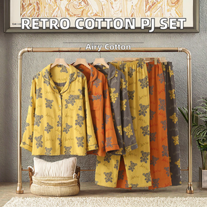 Nuevo Conjunto de Pijama Retro de Lujo para Mujer, Jacquard de Algodón Puro, Teñido con Hilo, Manga Larga, Pantalones Largos con Cordón, Transpirable para Invierno - Product Image 2