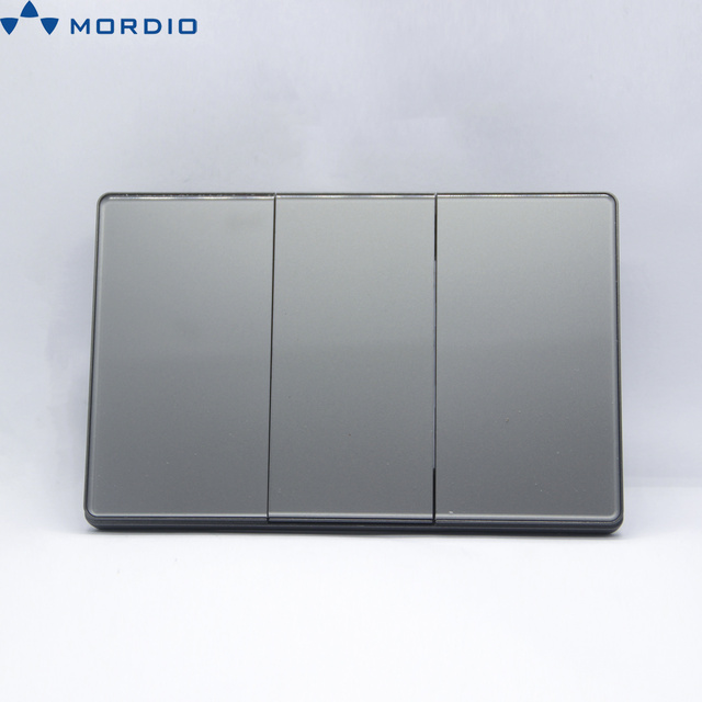 118 Slim Luxury Us Switch Factory Price Sockets and Switches Grey Glass Electrical 1 Gang 1 2 Way Light Switch